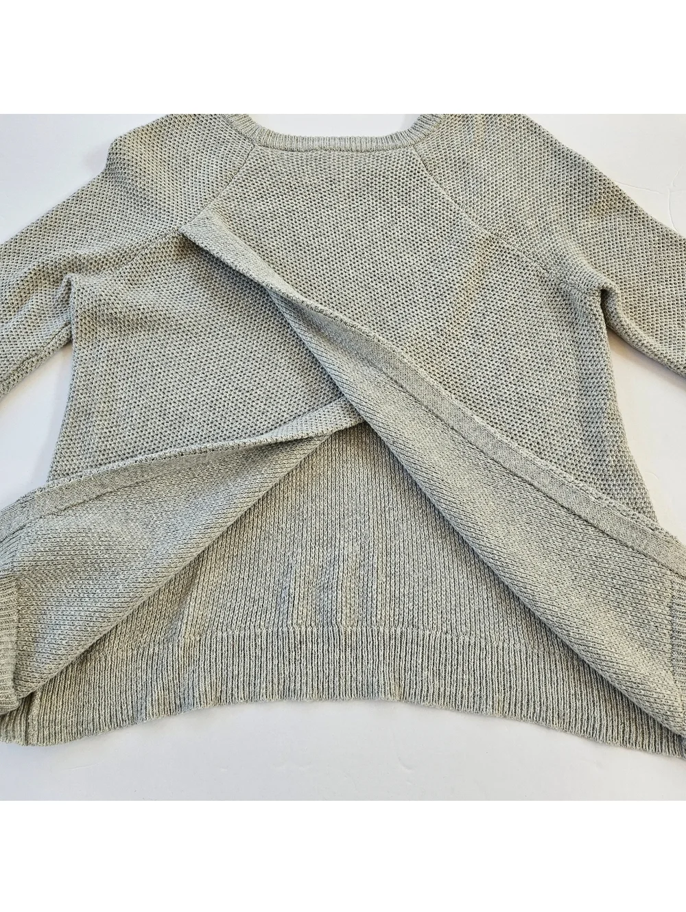 Madewell Province Cross-Back Pullover Sweater Small Heather Dovetail Knit EUC